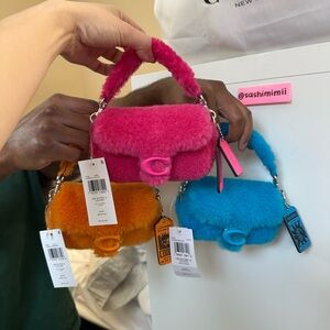 SET OF 3 NWT Coach Lil Nas X Tabby Shearling Bag 12 Pink Blue Orange PRICE FIRM